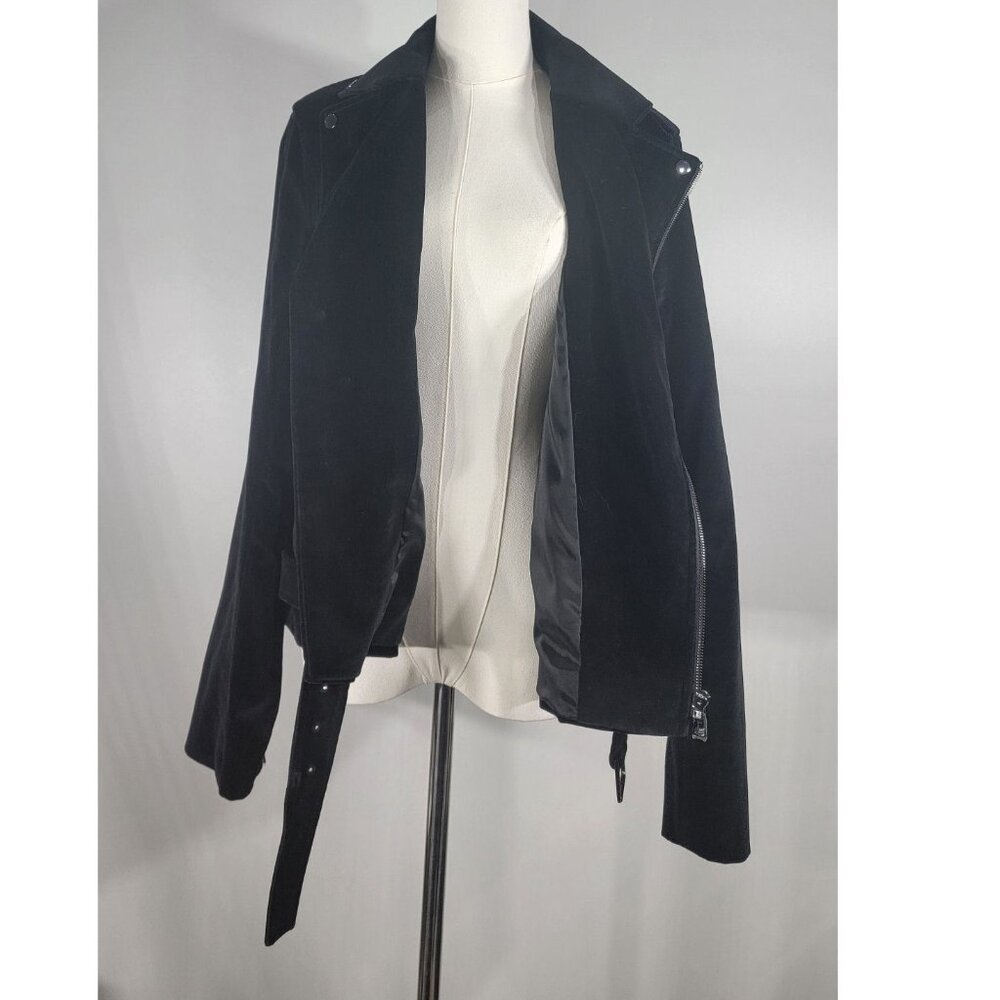 Nordstrom Signature Velvet Moto Biker Jacket, Black, Womens Size Large - Picture 8 of 10